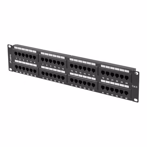 PATCH PANEL 48 PORTOV 2U 19" CAT.6 UTP ČIERNY LANBERG