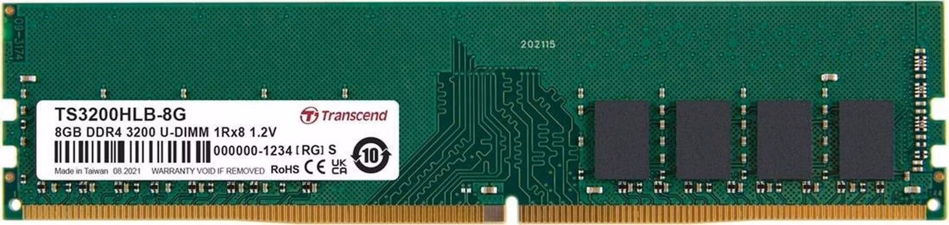 Transcend paměť 8GB DDR4 3200 U-DIMM 2Rx8 1Gx8 CL22 1.2V