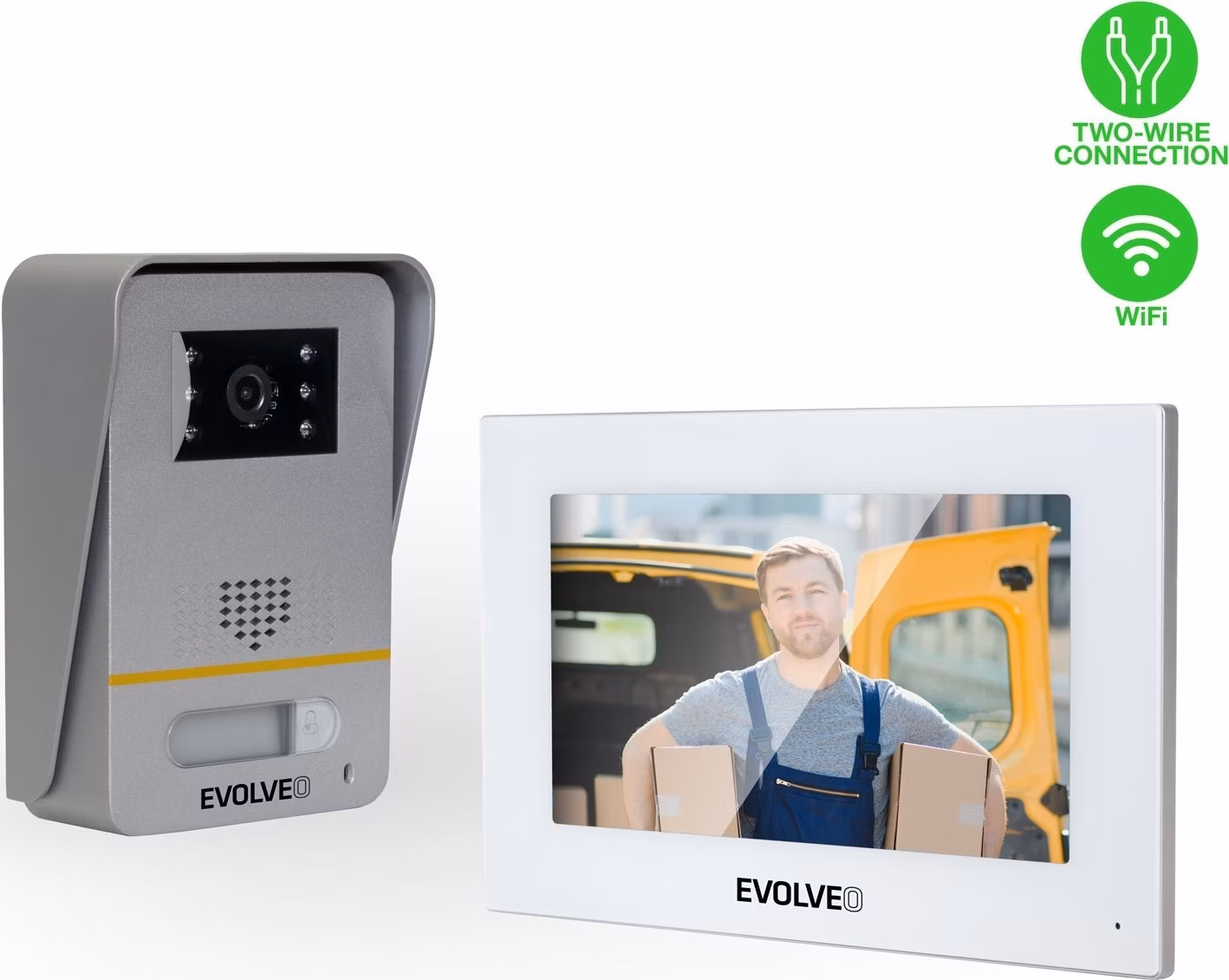 EVOLVEO DoorPhone AP1-2, drátový videotelefon s aplikací, bílý