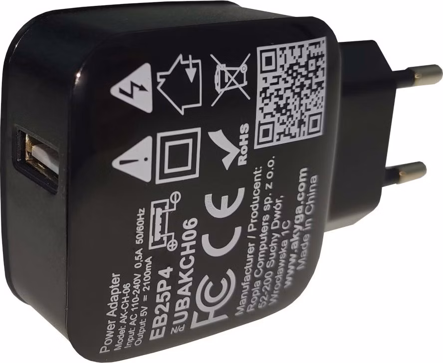TRX Akyga AK-CH-06 USB nabíječka 220V/ 5V/ 2,1A/ 10W/ černá