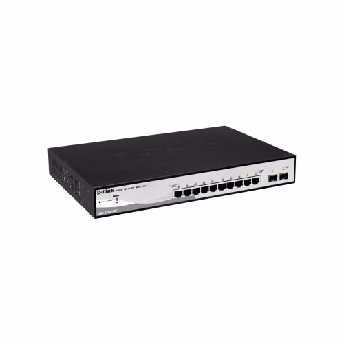 D-Link DGS-1210-10P L2/L3 Smart+ PoE switch, 8x GbE PoE+, 2x SFP, PoE 65W, fanless