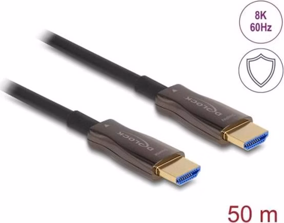 Delock Aktivní optický kabel HDMI s kovovým pancéřováním, 8K 60 Hz, 50 m