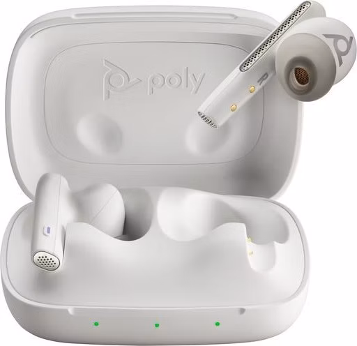 Poly Voyager Free 60 MS Teams bluetooth headset, BT700 USB-C adaptér, nabíjecí pouzdro, bílá