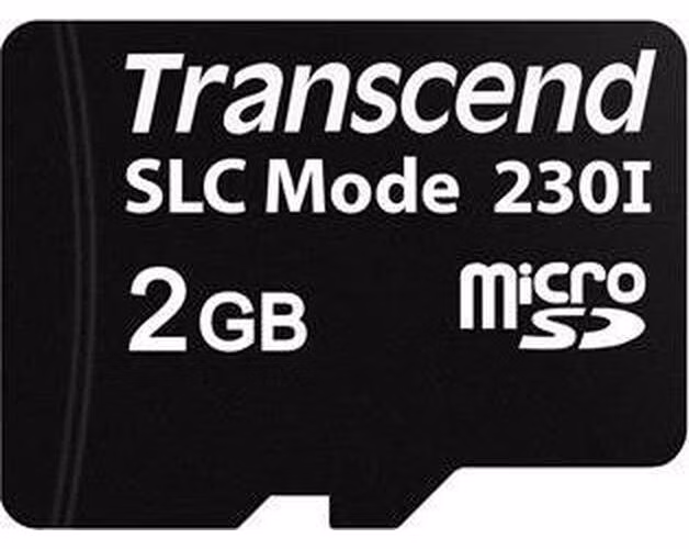 Transcend 2GB microSD230I 3D TLC (SLC mode) průmyslová paměťová karta, 22MB/s R, 21MB/s W, černá