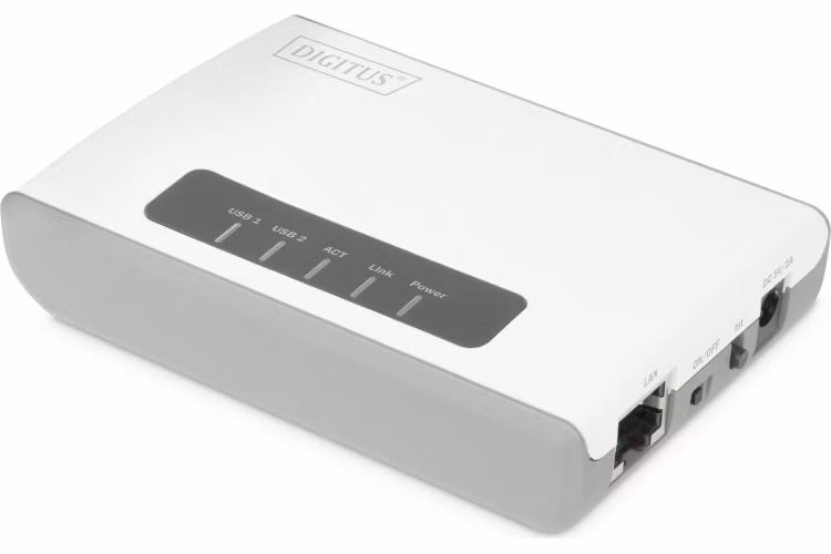 DIGITUS 2portový bezdrátový multifunkční síťový a tiskový server USB 2.0, 300 Mb / s
