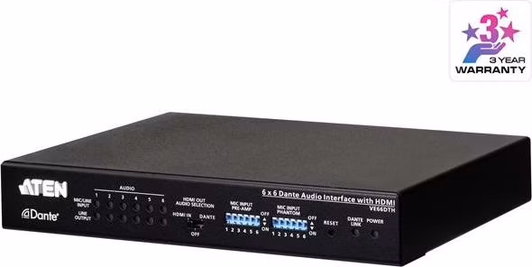 ATEN 6 x 6 Dante Audio Interface with HDMI