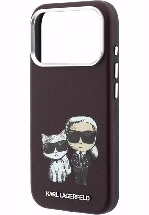 Karl Lagerfeld PU Semi Wrap Smooth Sketch Bodies Magsafe kryt iPhone 18 Pro burgundy