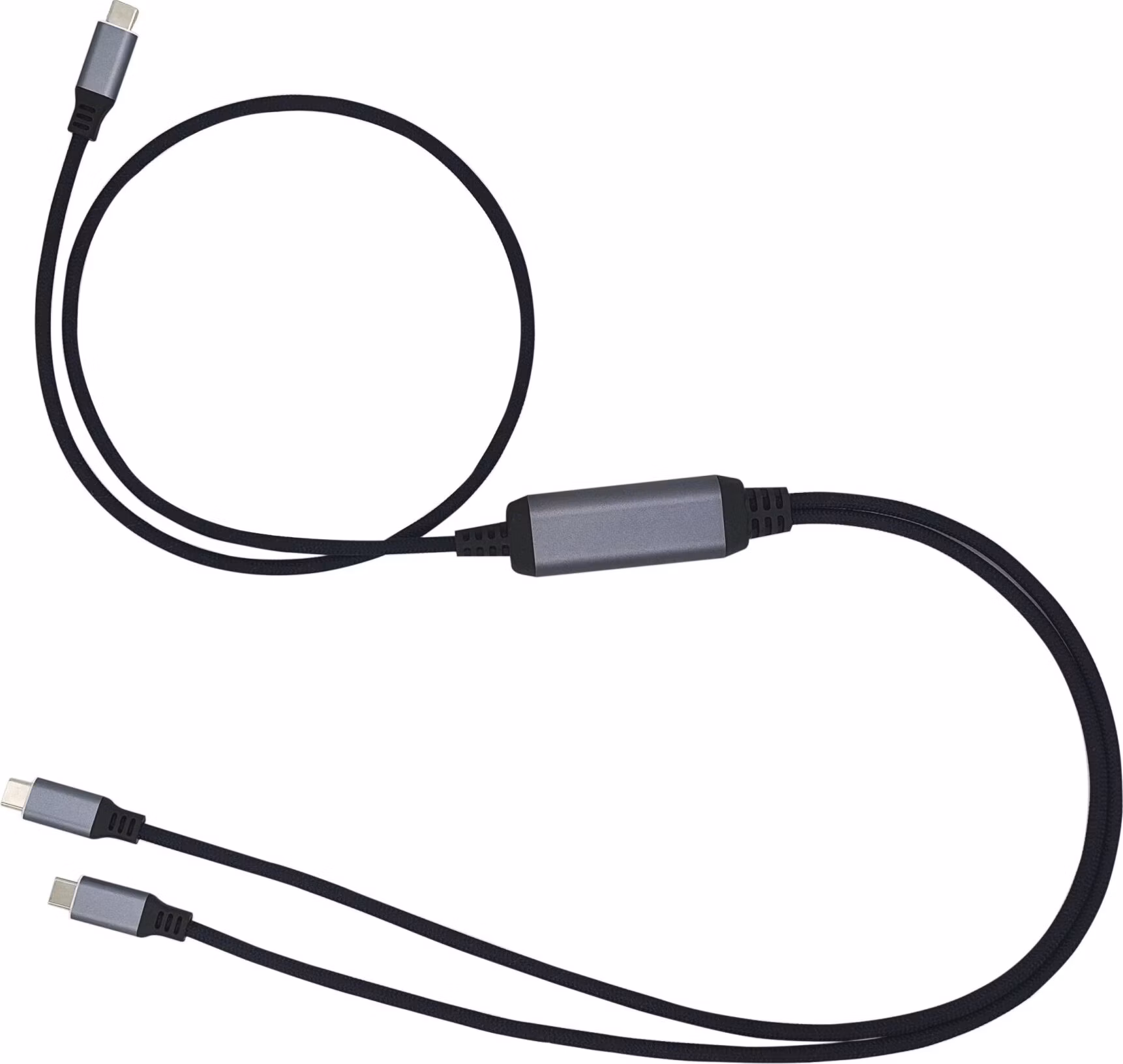 Kábel C-TECH USB Type-C PD 100W power splitter, 0,7m + 2x0,5m, čierny
