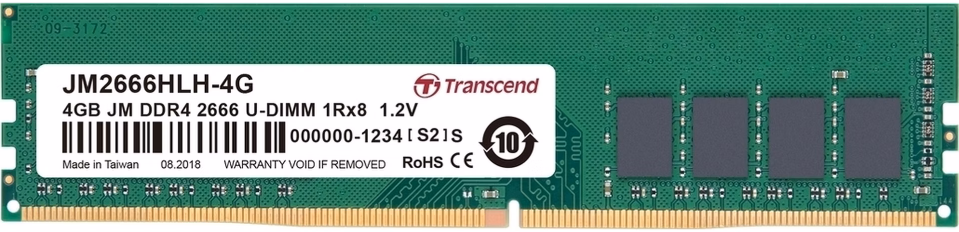 Transcend paměť 4GB DDR4 2666 U-DIMM (JetRam) 1Rx8 CL19