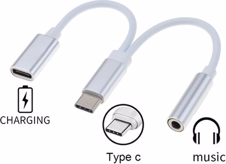 PremiumCord Převodník USB-C na audio konektor jack 3,5mm female + USB typ C konektor pro nabíjení