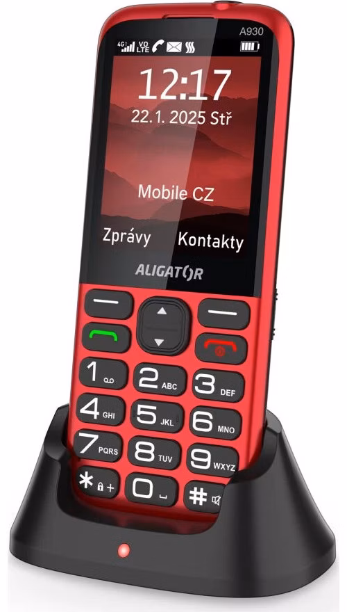 ALIGATOR A930 GPS Senior červený +st.nab.