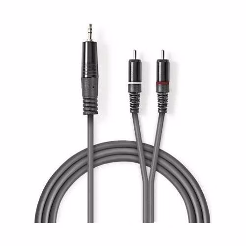 Nedis COTH22200GY50 - Stereofonní Audio Kabel | 3,5 mm Zástrčka – 2x RCA Zástrčka | 5 m | Šedá barva