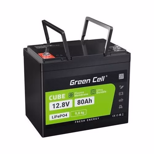 Green Cell® LiFePO4 baterie 12,8V 80Ah 1024Wh LFP lithiová baterie 12V s BMS pro fotovoltaický systém motorový kemp marina