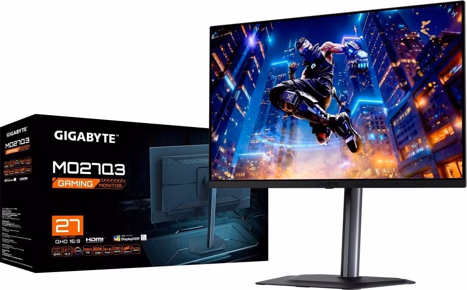 GIGABYTE LCD - 27" Gaming monitor MO27Q3, OLED, 2560x1440 QHD, 360Hz, 1.5M:1, 250cd/m2;1000 cd/m2, 0.03ms, 2xHDMI, 1xDP