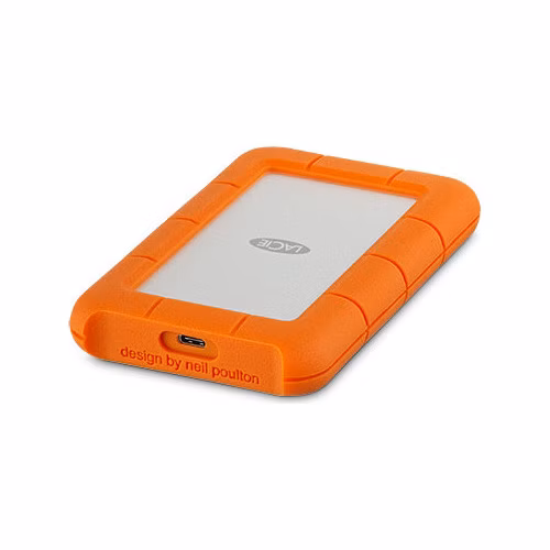 LACIE RUGGED 5TB 2.5inch USB-C USB3.0 Drop crush and rain resistant for all terrain use orange