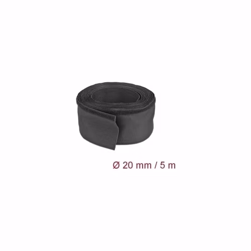 Delock Tkaninové opláštění s uzávěrem na suchý zip, 5 m x 20 mm, černé