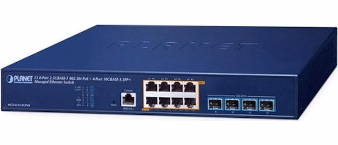 Planet MGS-6311-8UP4X L3 switch, 8x2,5Gb PoE 802.3bt 240W, 4x10Gb SFP+