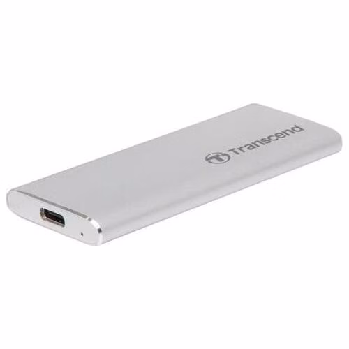 Transcend ESD240C 480GB USB 3.1 Gen2 (USB-C) Externí SSD disk (3D TLC), 520MB/R, 460MB/W, kompaktní rozměry, stříbrný