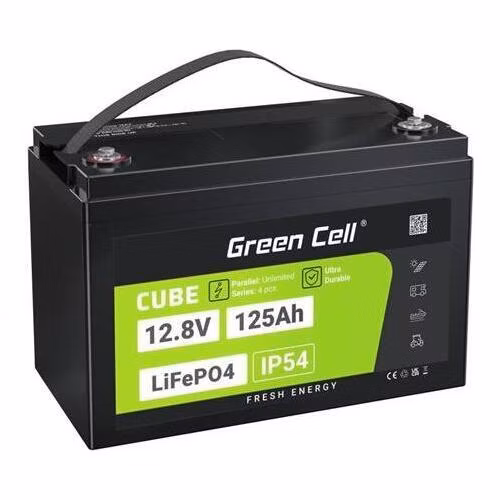 Green Cell CUBE LiFePO4 125Ah 12,8V 1600Wh lithium-železofosfátová baterie pro karavan, solární, off-grid systém, loď