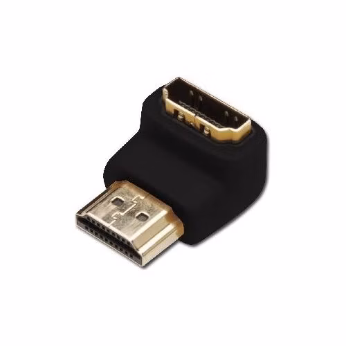 Digitus Adaptér HDMI, typ A, 90o úhlový M / F, Ultra HD 60p, bl, zlato