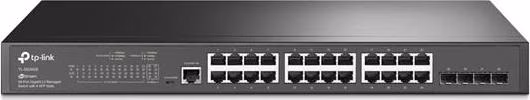 Omada 24-Port Gigabit L2+ Managed Switch with 4 SFP Slots PORT: 24× Gigabit RJ45 Ports, 4× Gigabit SFP Slots, RJ45/Micro