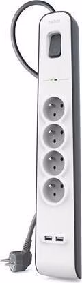 Belkin přepěťová ochrana BSV401 - 4-zásuvka, 2xUSB/2.4A, 2m