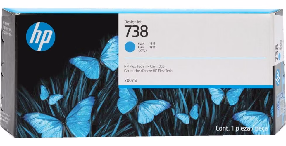 HP 738 - 300 ml - azurová - originální - DesignJet - inkoustová cartridge - pro DesignJet T950
