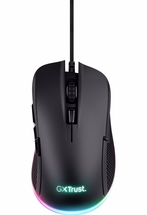 TRUST GXT 922 YBAR/Herní/Optická/Pro praváky/7 200 DPI/Drátová USB/Černá