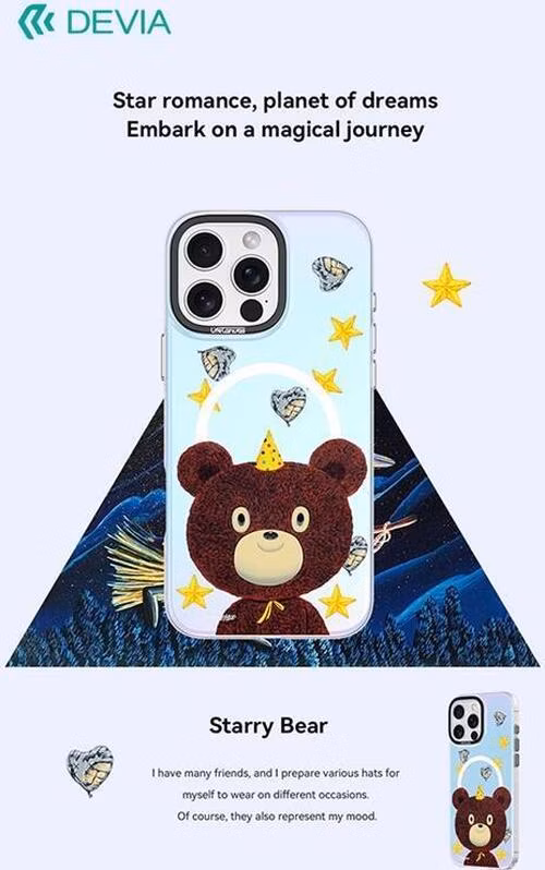 Devia kryt Canvas Series Magnetic Case pre iPhone 16 Pro - Starry Bear