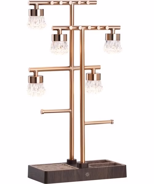 IMMAX LED dekorativní lampička 2v1 LUMITREE/ organizér na šperky/ 1,5W/ 5V/1A/ 3000K/ USB-C/ růžové zlato