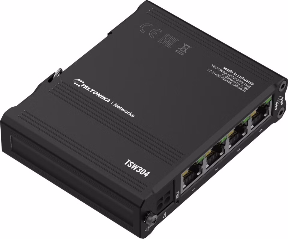 Teltonika průmyslový nemanažovaný switch na DIN lištu TSW304 4port 10/100/1000M