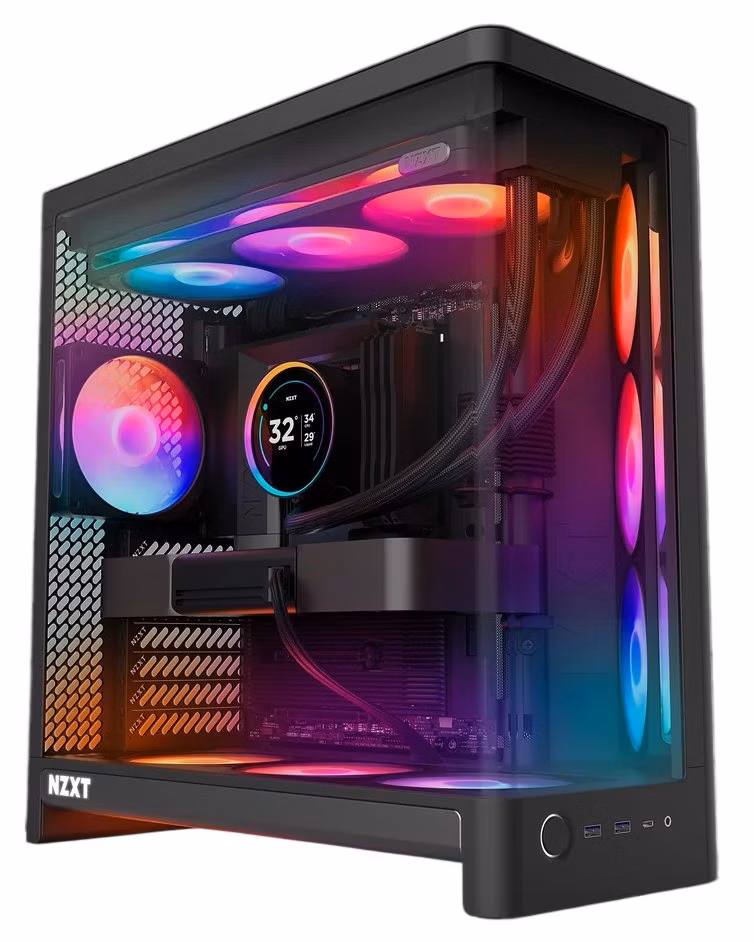 NZXT skříň H6 RGB dvoukomorová / MidT / 2x360+120mm RGB fan+controller / 2xUSB 3.2 / USB-C / zaoblená prosklená / černá