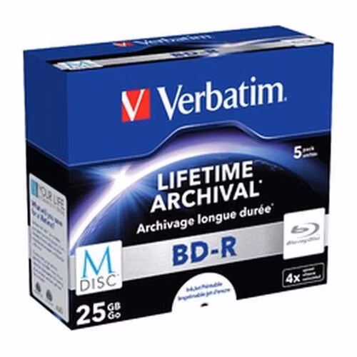 VERBATIM M-DISC BD-R SL 25GB, 4x, printable, jewel case 5 ks