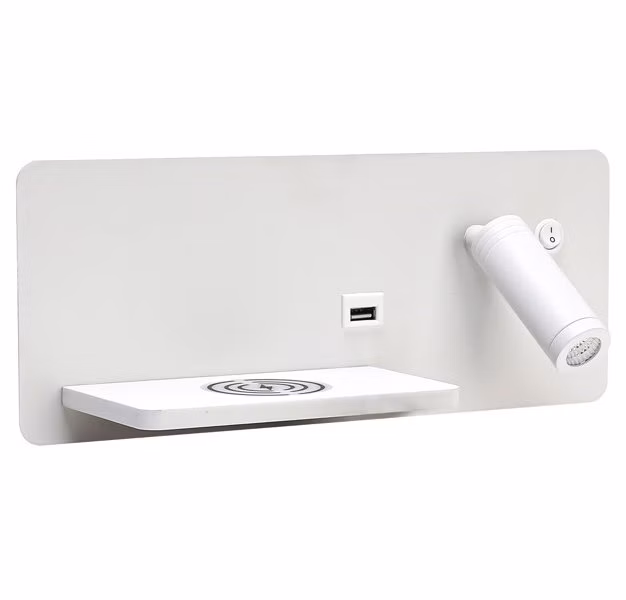 IMMAX LED Be PREPARE 4v1, bodové svítidlo s Qi nabíjením, USB, bílé, varianta levá