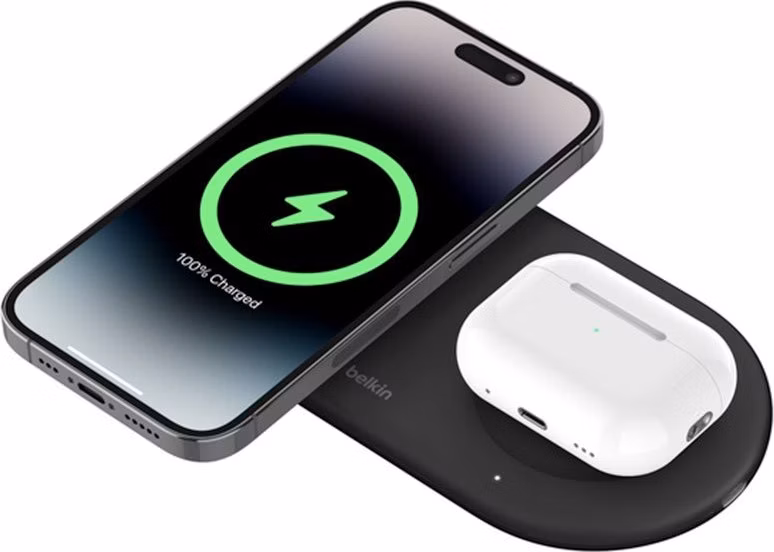 Belkin Boost Charge Pro 2-in-1 Magnetic Wireless Charging Pad with Qi2 15W - Black