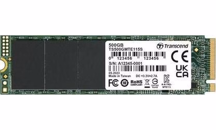TRANSCEND TS500GMTE115S - 500GB, M.2 2280,PCIe Gen3x4, NVMe, TLC, DRAM-less