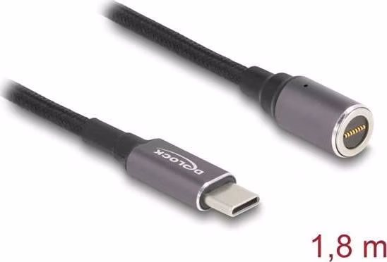Delock Kabel na nabíjení laptopu, ze zástrčky USB Type-C™ na magnetický osmipinový konektor, 1,8 m