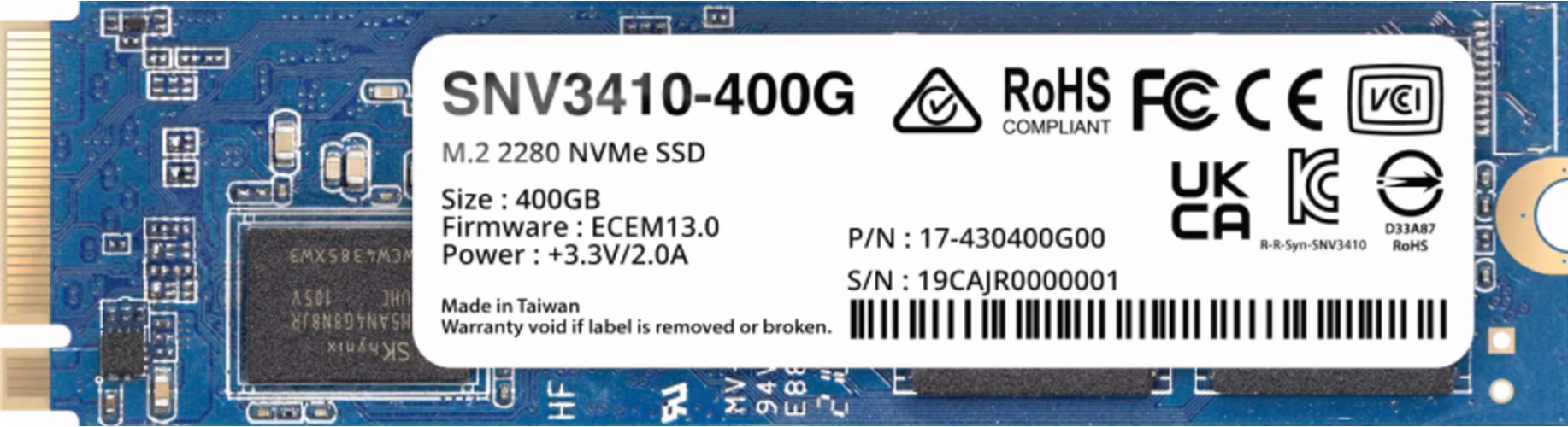 Synology SNV3410-400G SSD M.2 NVMe 2280 400GB