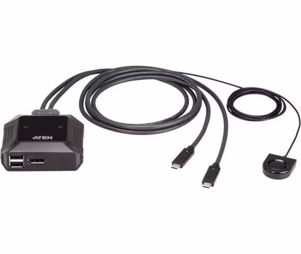2-Port 4K DisplayPort USB-C Cable KVM Switch with Remote Port Selector
