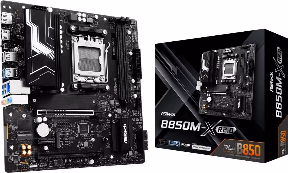 ASRock B850M-X R2.0 / AMD B850 / AM5 / 2x DDR5 DIMM / 2x M.2 / HDMI / DP / USB-C / mATX