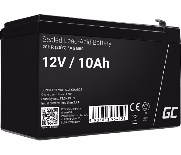 Green Cell AGM VRLA 12V 10Ah maintenance-free battery for UPS units