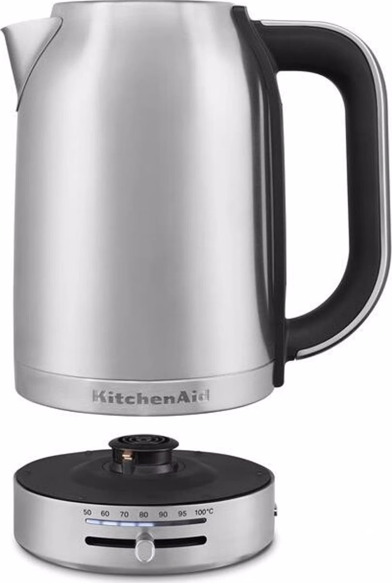 KitchenAid 5KEK1701ESX rychlovarná konvice stříbrná, 1,7 l, 2400 W, regulace teploty 50-100 °C, Keep Warm, nerezová