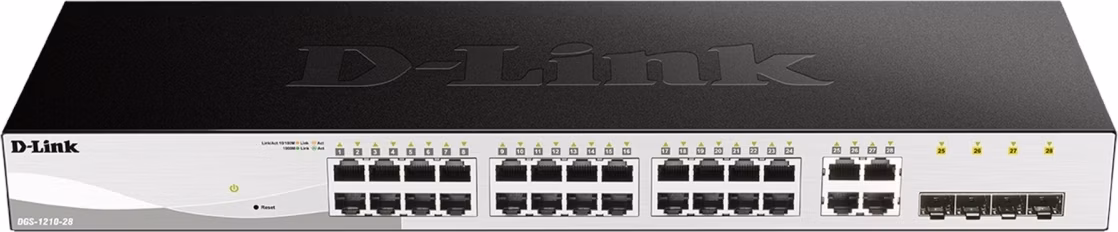 D-Link DGS-1210-28 28-portový gigabitový prepínač Smart+, 24x GbE, 4x RJ45/SFP, bez ventilátora