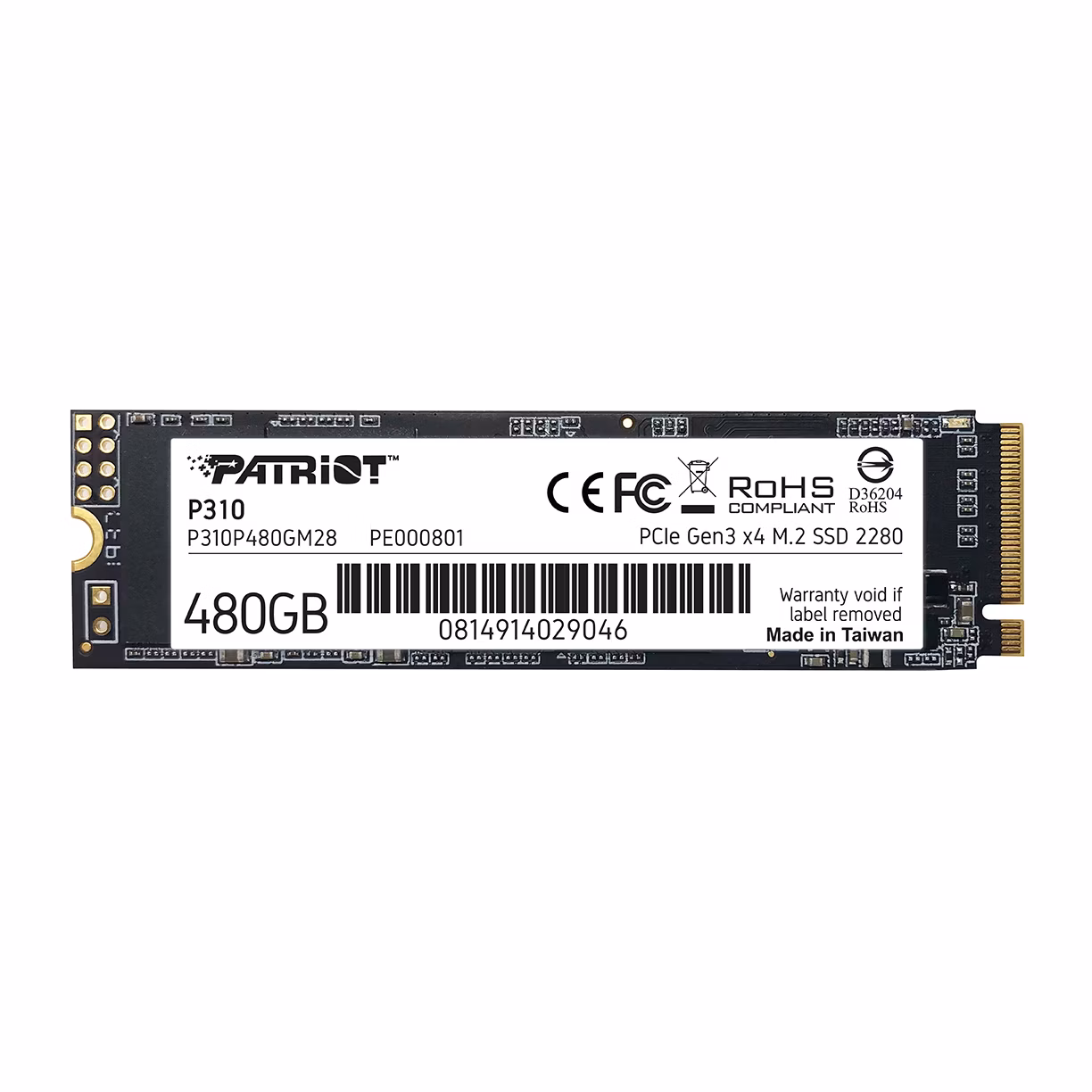 PATRIOT P310 480GB SSD / Interní / M.2 PCIe Gen3 x4 NVMe 1.3 / 2280