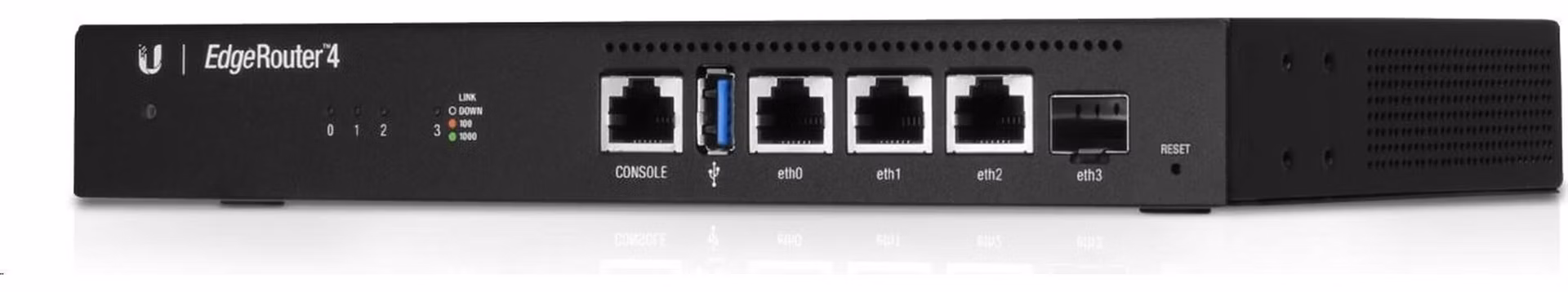 UBNT EdgeMAX EdgeRouter 4 [1GHz štvorjadrový CPU, 1GB RAM, EdgeOS, 3 gigabitové porty + 1xSFP slot, bez ventilátora]