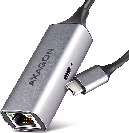 AXAGON ADE-TXPD, USB-C 3.2 Gen 1 - Gigabit Ethernet sieťová karta, Asix AX88179, PD 100W, auto inštal