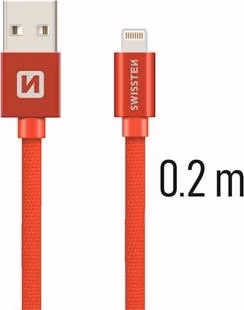SWISSTEN DATA CABLE USB / LIGHTNING TEXTILE 0,2M RED