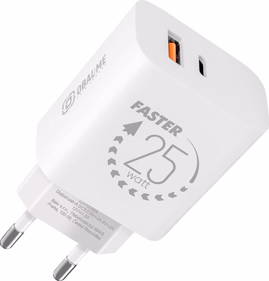 OBAL:ME Cestovná Nabíjačka USB-A + USB-C 25W White