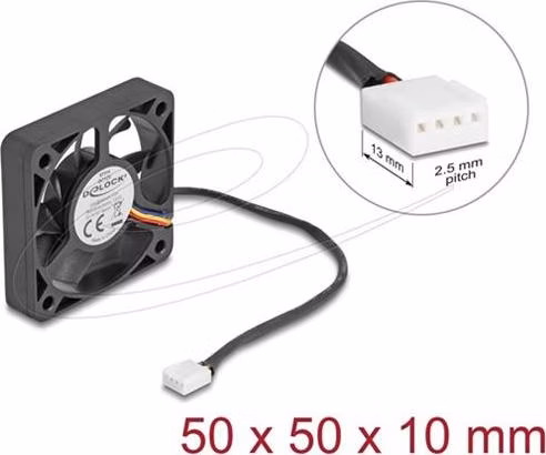 Delock Axiální ventilátor: 12 V DC, 50 x 50 x 10 mm, černý