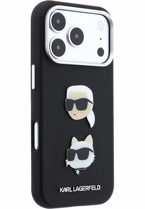 Karl Lagerfeld PU Semi Wrap Saffiano K&amp;CH Heads kryt iPhone 18 Pro čierna